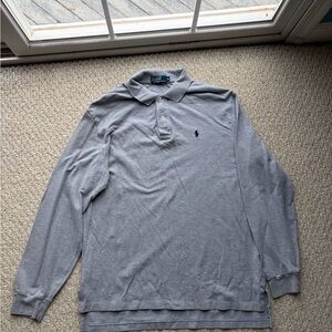 Vintage Polo by Ralph Lauren Gray Long Sleeve Polo Shirt. Size XL.